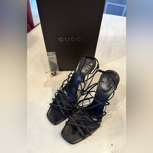 Gucci Black Women's Lace-Up Heels